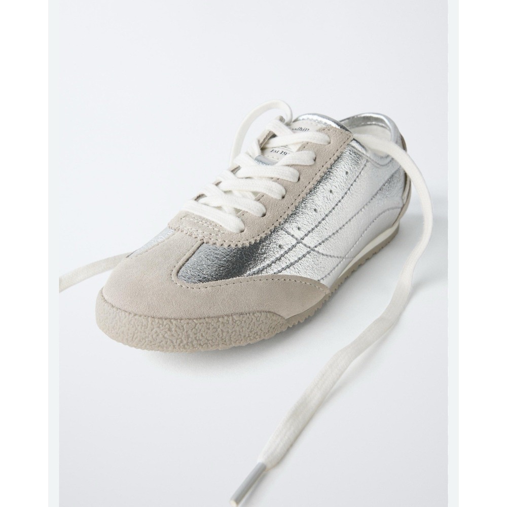 ZARA‎ Kids Silver Suede Low Top Sneakers Athletic Shoes Size 31 us 13